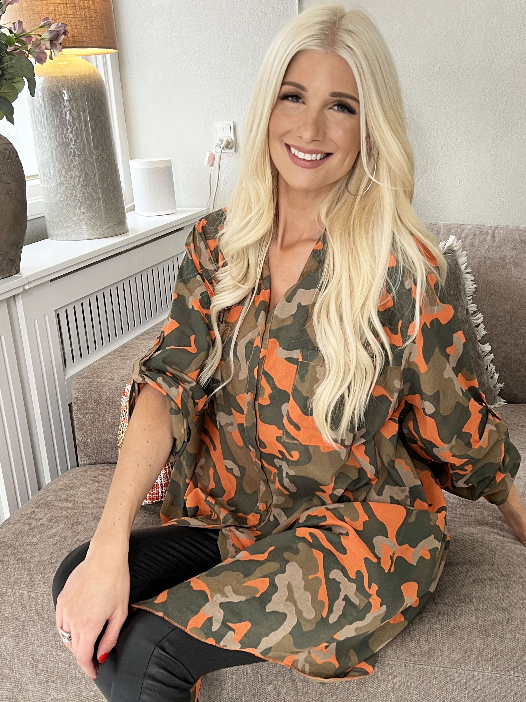 Berna Camo - Skjorte i camouflageprint med lommer